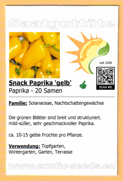 Paprika * Snack Paprika gelb * 20 Samen